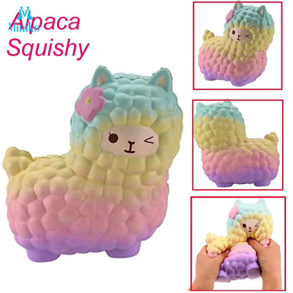 

Alpaca Animal Doll Squishy Slow Rising Toy Springback Simulation Toys PU Rainbow Alpaca Party Costume Giant Plush Toy For Kids