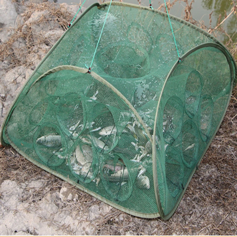 

21 Holes Folding Rede Fishing Net Crawfish MeshAutomatic fishing net Network Casting Shrimp Cast Dip Fis Crab Trap