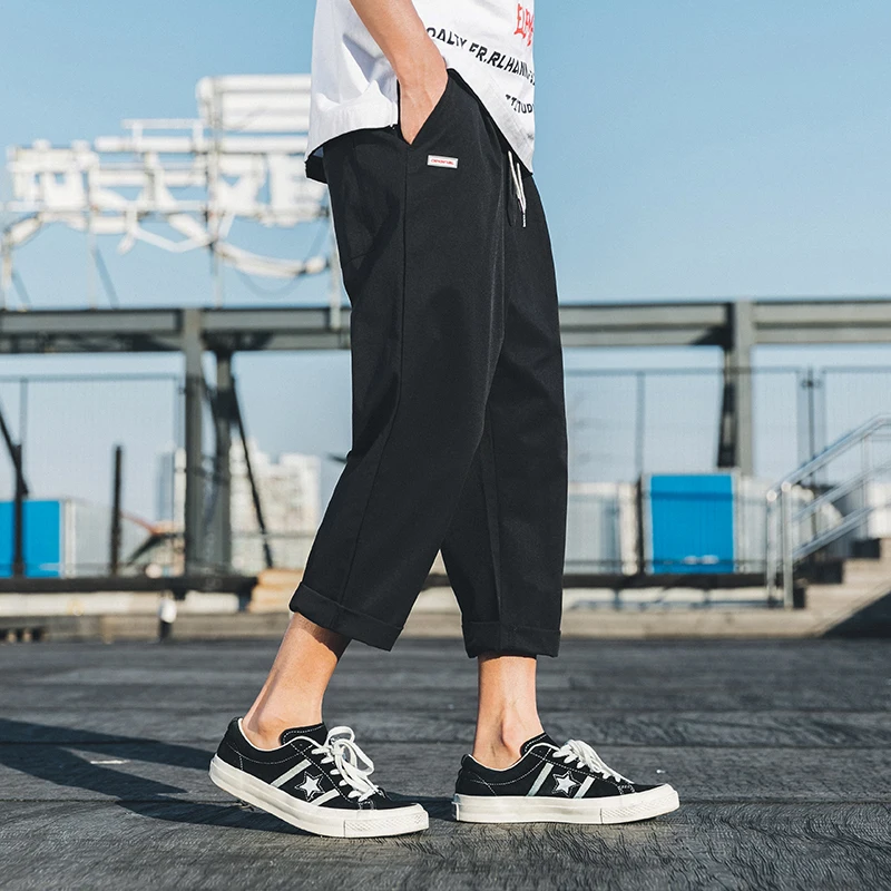 2019 Spring And Summer New Chinese Style Wild High Quality Male Youth Super Fire Harajuku Solid Color Lace Casual Trousers |