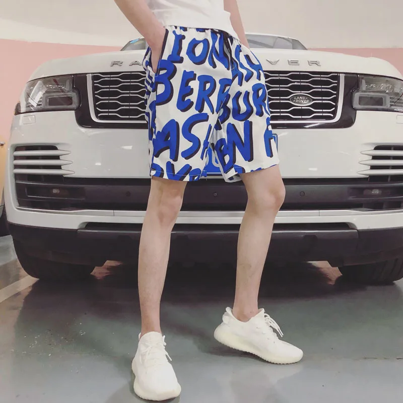 Летняя новая Корейская версия пары мужские свободные хип-хоп хлопковые шорты с буквенным принтом Streetwear Размер Уличная одежда