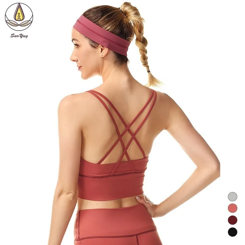 

2019 NEW Padded Sport Bra Breathable Fitness Vest Yoga Top Women Running Tank Top Female Sexy Gym Athletic Cloth Bras Shockproof