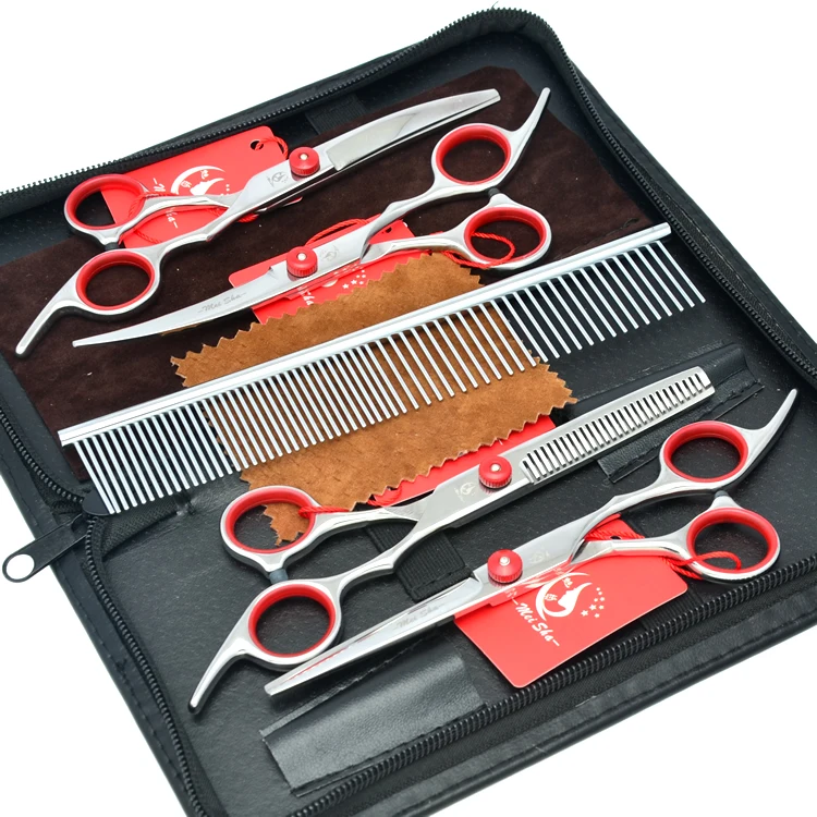 

Meisha 6.0" Dog Grooming Scissors Set Stainless Steel Puppy Straight Curved Hair Scissors Thinning Clipper Animal Shears HB0001