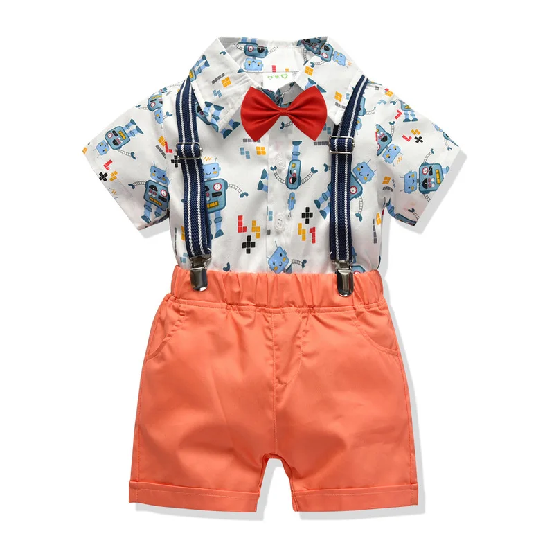 

Carters Hot Sale Spiderman Toddler Boy Clothes Summer Robot Clothing Sets Cotton Children 's Shirt +shorts Outfit With Printed