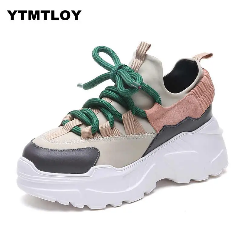 Online 2019 primavera otoño Mujer Zapatos casuales cómodos plataforma mujer Zapatillas damas zapatillas Chaussure Femme Tenis Femenino 8CM