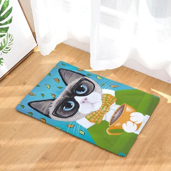

New Whole Body Colour Personality Painting lovely fashion Cat Print Carpets Bathroom Matter Anti -slip Carpets High Quality