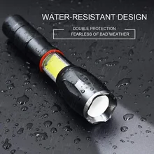 Led 8000 Lumens T6 Handheld Tactical Flashlight Cob Lantern Magnetic 6 Modes Water Resistant For Telescopic Focusing Work Light