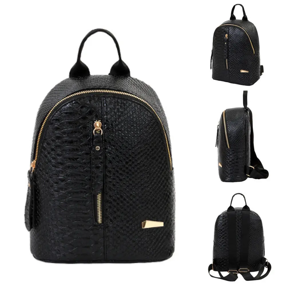 

Fashion Women's Girls Mini Backpack PU Leather Shoulder Bag Schoolbag Tote Satchel Rucksack Travel Bag Black White Red
