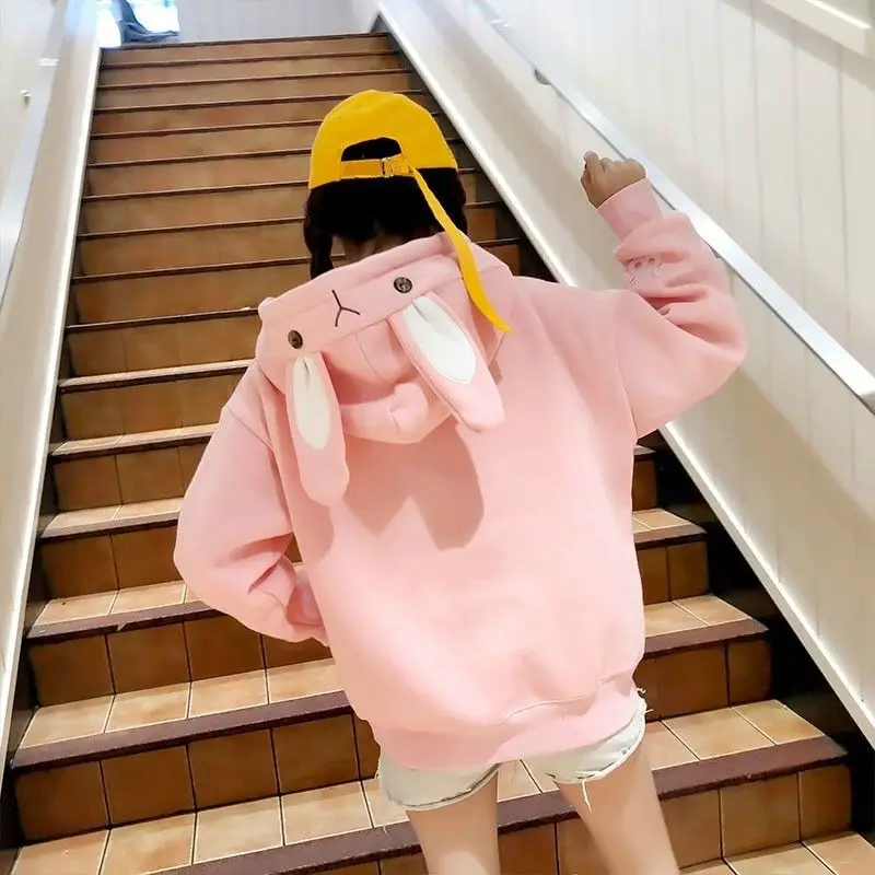 

Tops Bunny Coat Pullover Girl Lady Girl Loose Pullover Sweatshirt Hoodies Tops Japanese Bunny Cute Kawaii Coat Cute Lady