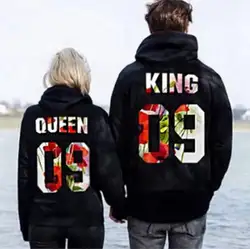 Пара балахон-мальчик король девушка queen его и ее новый дизайн комплект толстовка King короткий рукав o-образным вырезом футболки любовь пара