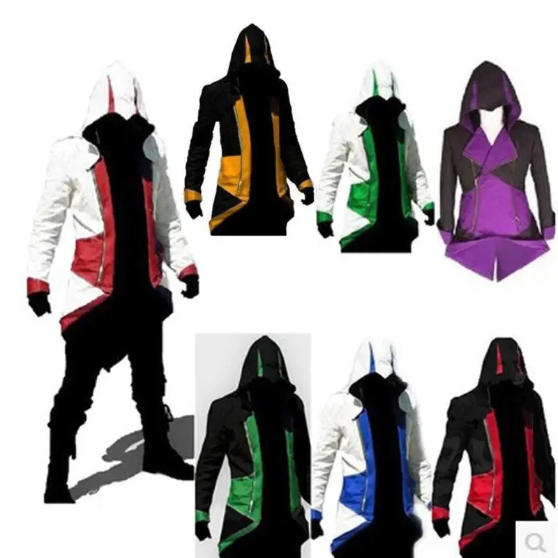

Cosplay medieval vintage warrior soldier knight mask armor knee Sweater top jacket Sweatshirt for men assassin Connor costumes