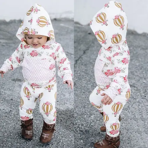 

Baby Girl Infant Clothes Hooded Tops Pants Infant Outfits Sets Tracksuit