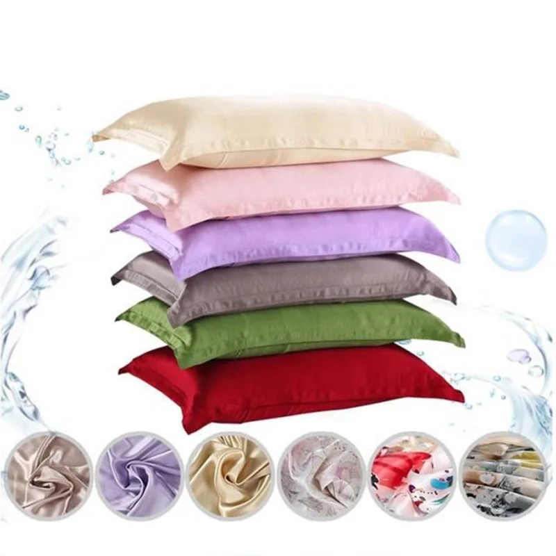 

1pc Pure Emulation Silk Satin Pillowcase Single Pillow Cover Multicolor 48*74cm