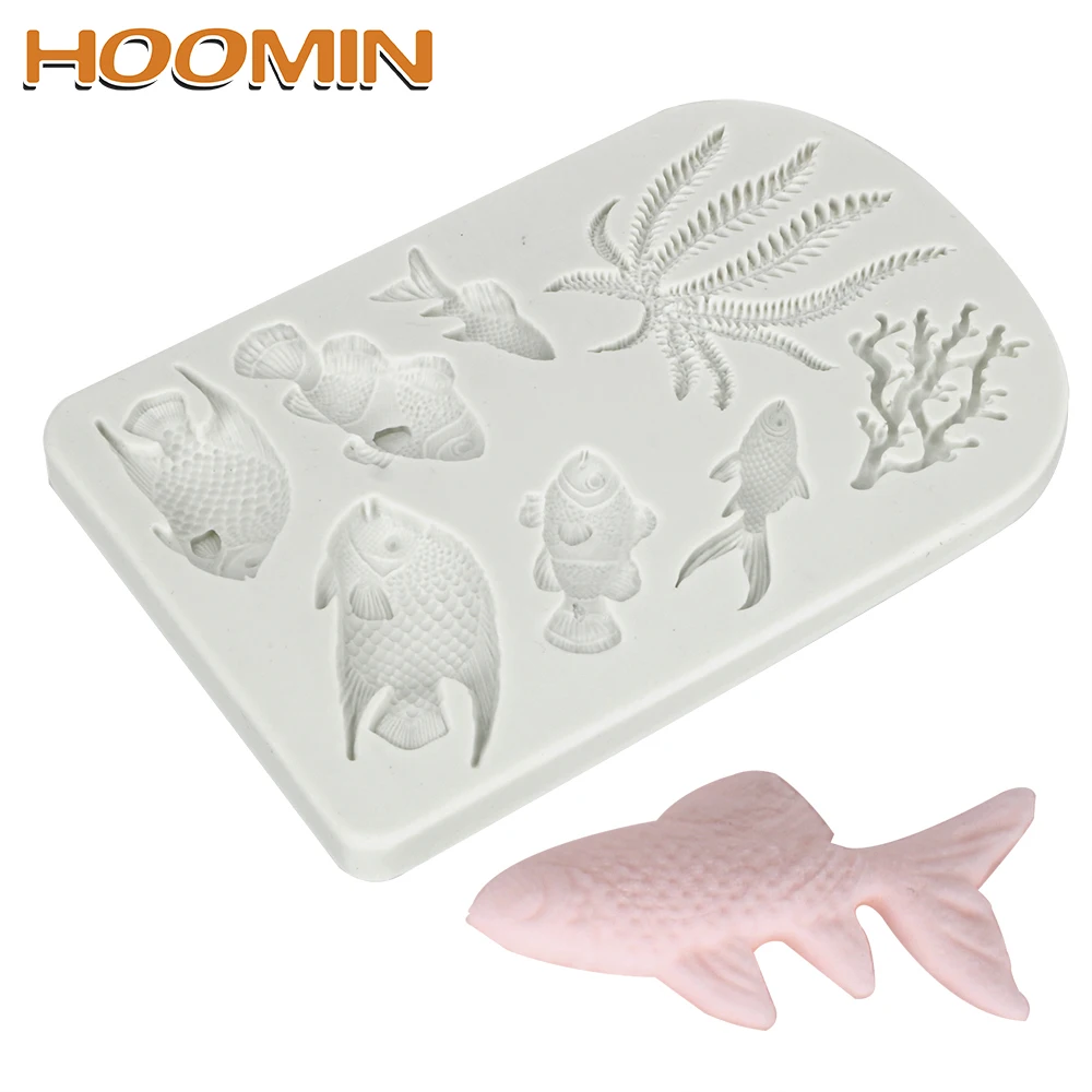 

HOOMIN Cake Decorating Tools Food-grade Silicone for Fondant Cake Bread Jelly Chocolate Ice Pudding Fish Coral Seaweed Mold