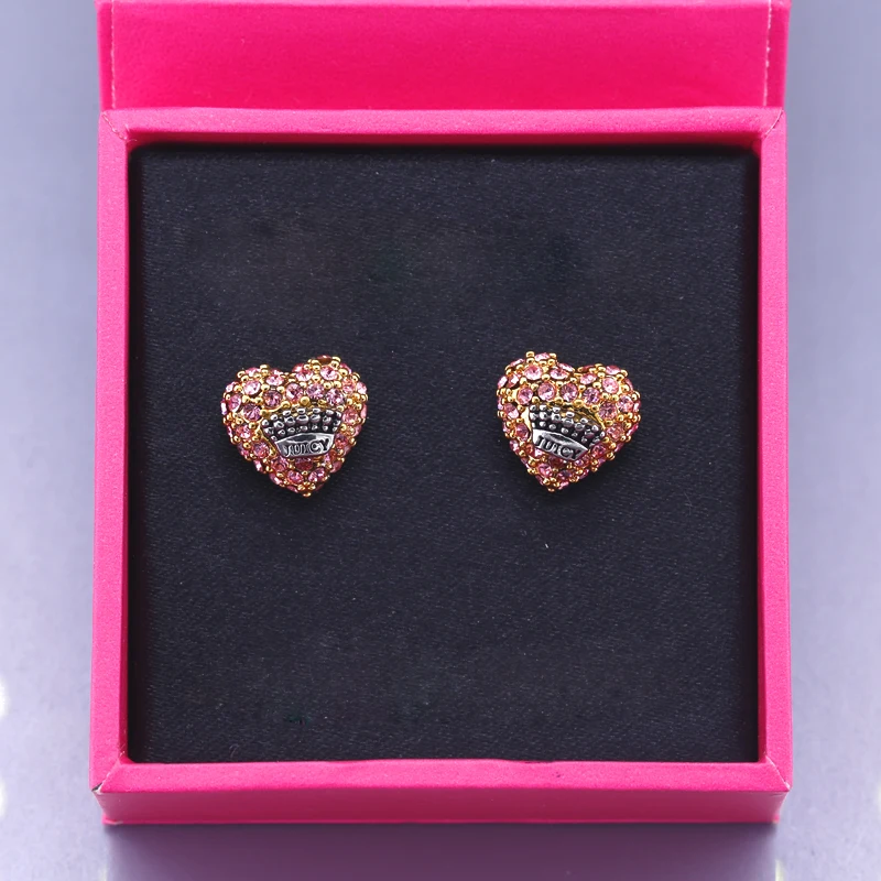 

Boshuolin Juicy Fully-jewelled Love Auricle Nail Hearts An Crown Mark 925 Silver Needle Earring