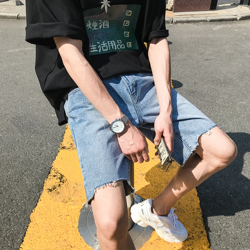 Весна и новые летние Корейская версия Harajuku Для Мужчин's Повседневное свободные качество мода европейских и американских Стиль Denimshorts