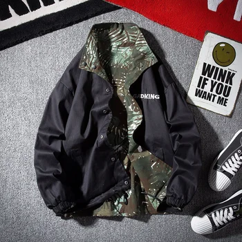 

2019 Spring And Summer New Korean Fashion Hip Hop Couple Printing Handsome Casual Camouflage Double-faced Jacket Windbreaker