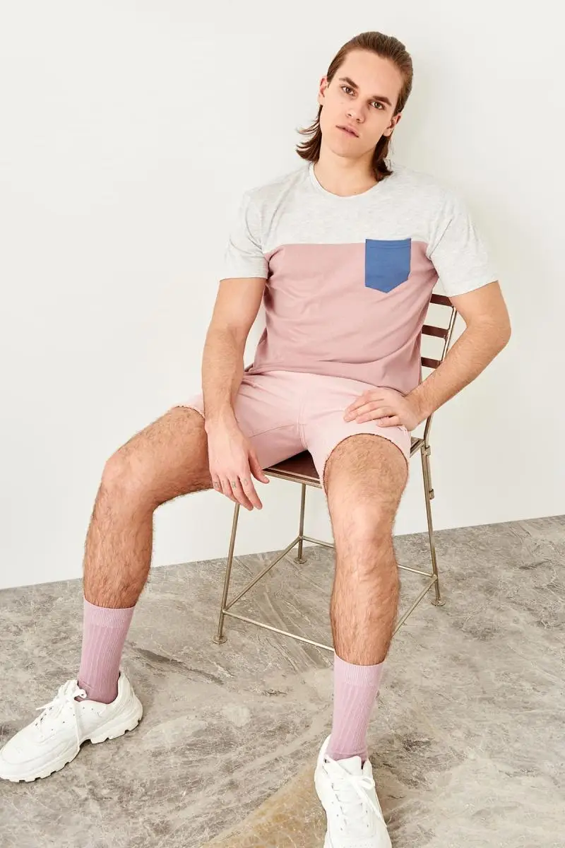 Trendyol цвет розы мужские панельные футболки с карманом TMNSS19SE0042|Футболки| |