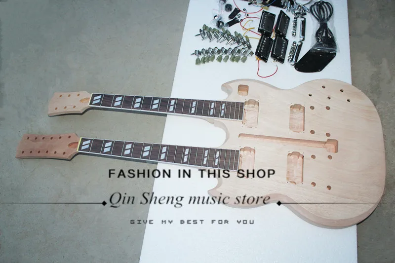 

Double Neck Electric Guitar Kit(Parts) with All Chrome Hardwares,Rosewood Fretboard,SG,Exempt postage,Free shipping