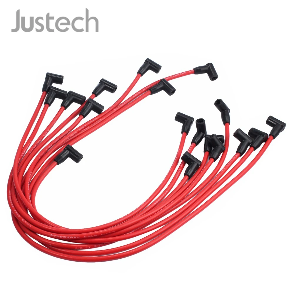 

Justech 9 Pcs Spark Plug Wire D030-PW-SBC350 Heat Resistant And Abrasion For SBC BBC Chevrolet Electronic Ignition Wire Plug Set