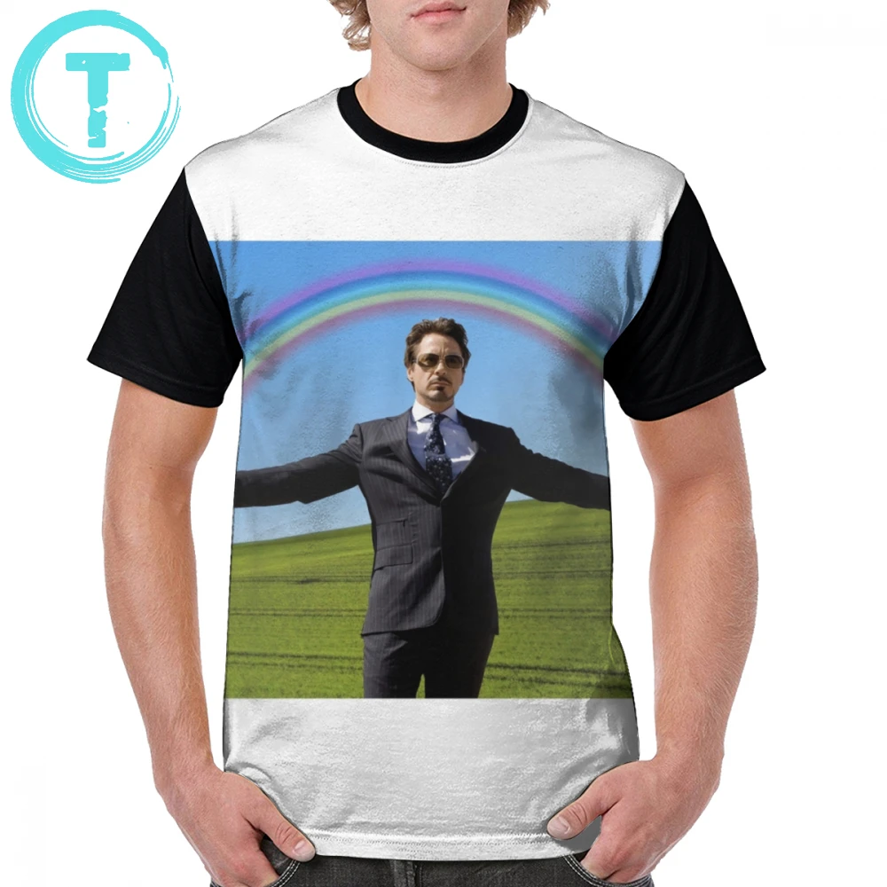 

Robert Downey Jr T Shirt Robert Downey Jr Rainbow Meme T-Shirt Graphic Short-Sleeve Graphic Tee Shirt Man Oversize Tshirt