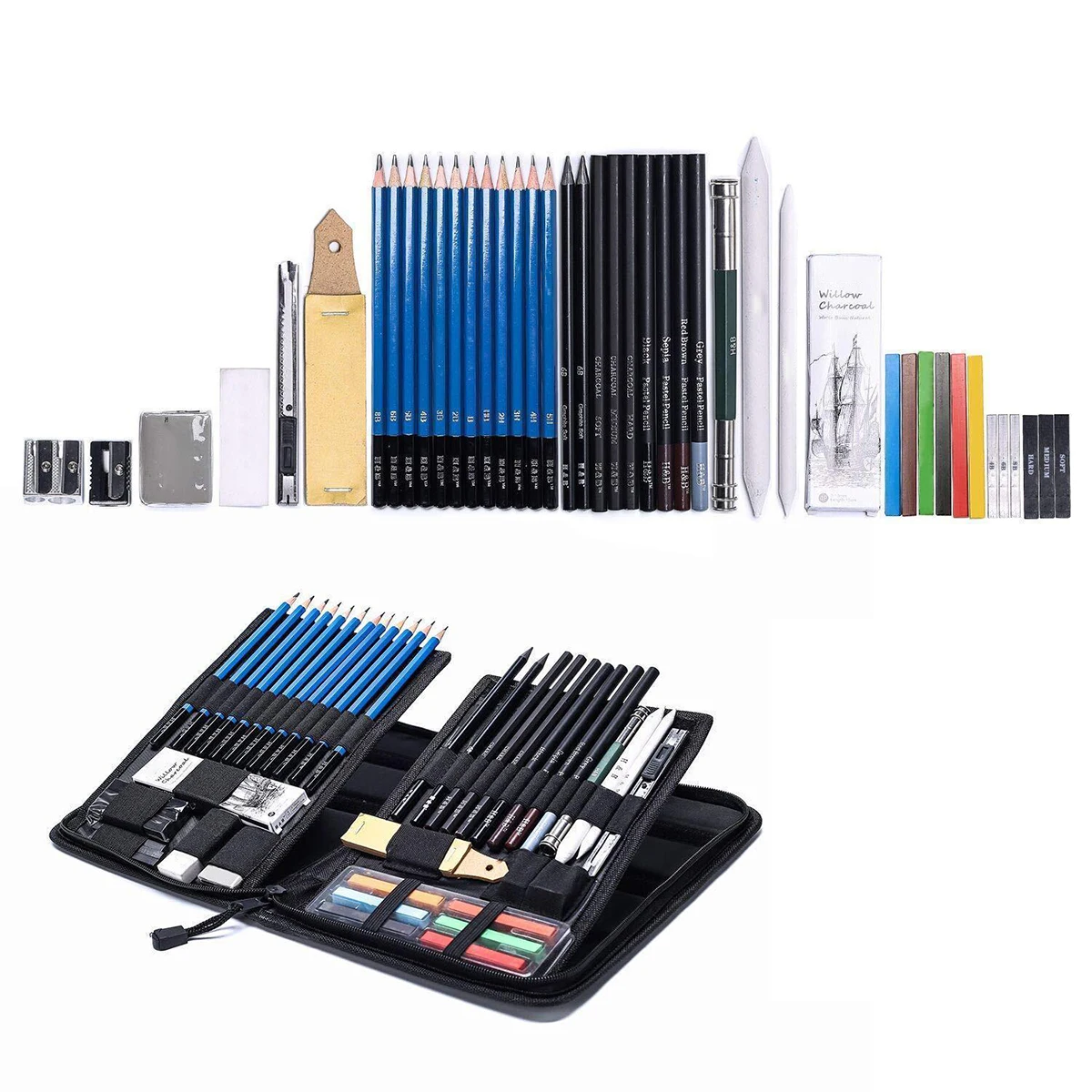 

32Pcs/lot Sketch Drawing Tool Set Profession Painting Set Art Supplies Pencil Stick Eraser Knife Pencil Extender Sharpener