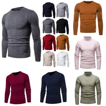 

2019 new fashion leisure fit high neck Pullover autumn winter warm knit sweater bottoming