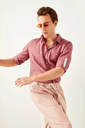 

Dry Rose Men's Slim Fit shirt with epaulets and pockets Fillet TMNSS19RS0010
