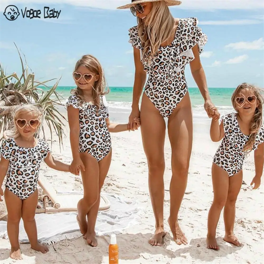

Mother And Daughter Swimsuit Ruffle Leopard Mom Daughter Swimwear Family Look Mommy And Me Bikini Family Matching Clothes 4829