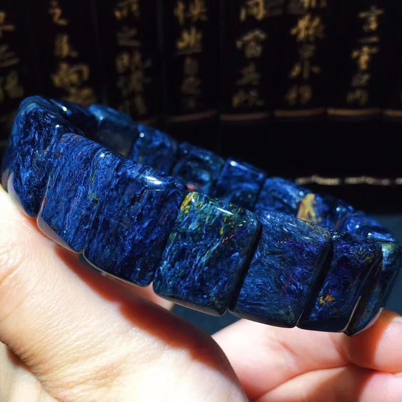

Drop Shipping Aaaaa Certificate Natural Pietersite Blue Woman Man Bracelets Namibia Chatoyant 17x12mm Gemstone Rectangle Beads