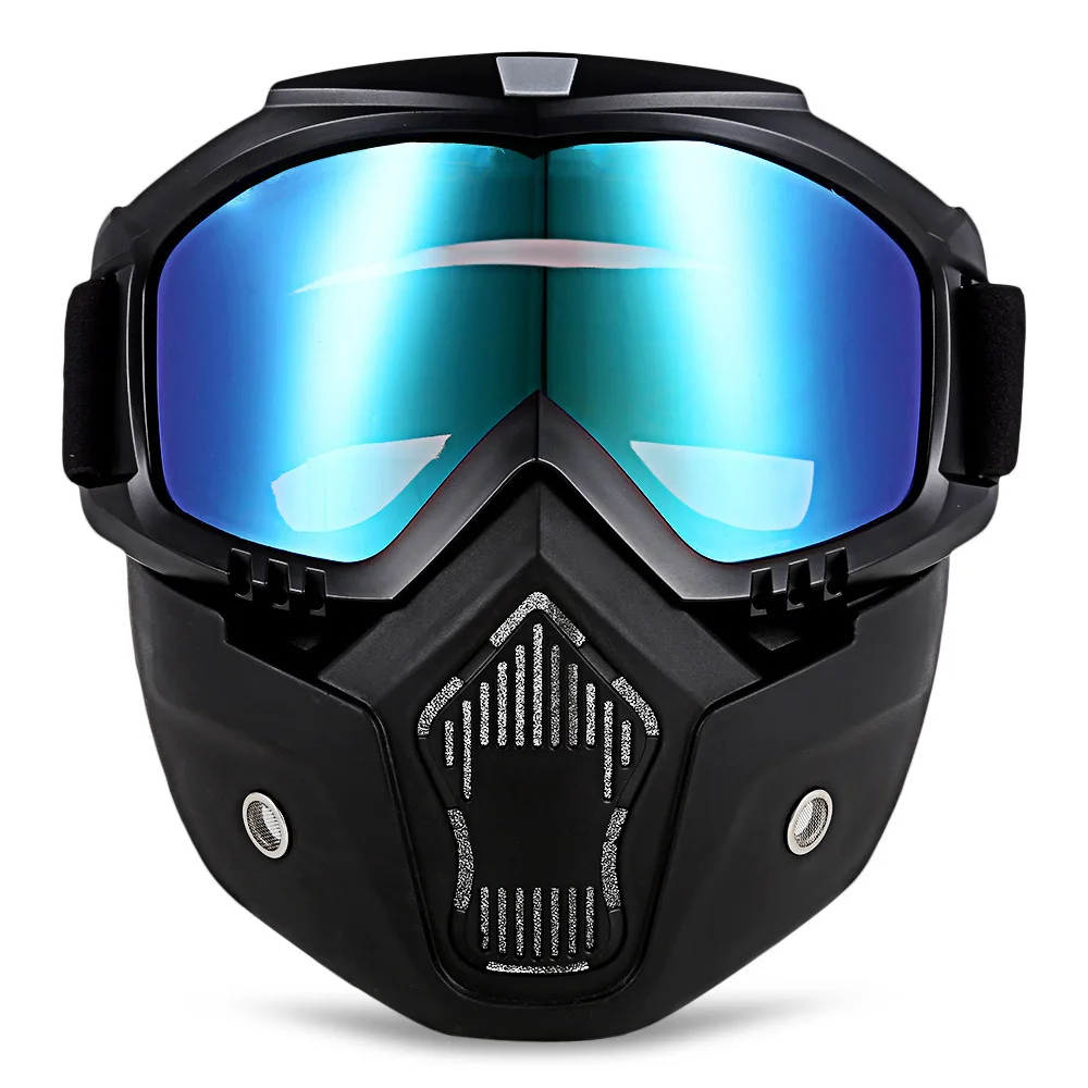 Велоспорт мотоциклетная маска Съемные очки для мотокросса рот фильтр кафе гонщик Модульная Открытый полный уход за кожей лица очки для Harley шлем YJ4