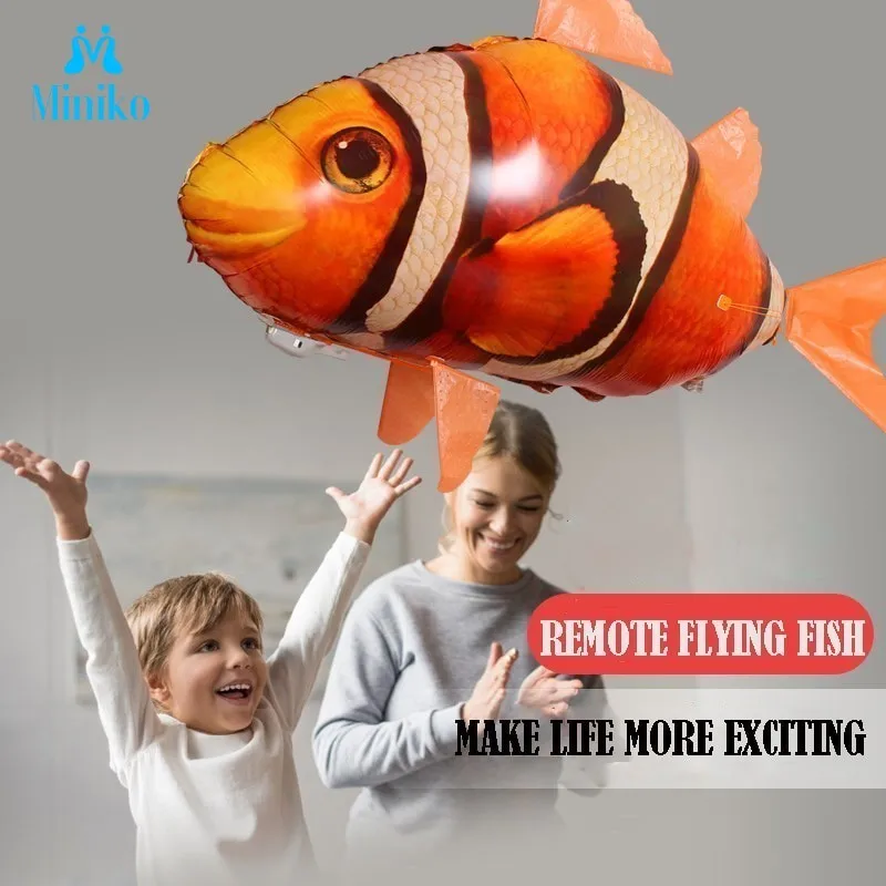 

RC Airplane Flying Shark Toy Clown Fish Radio Air Swimmer Balloons Inflatable Helium Plane RC Robot Uav Gift For Kids