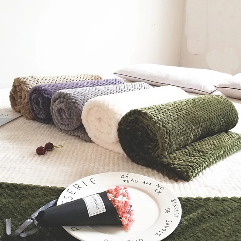 

Solid color mesh Soft skin blanket coral carpet velvet towel sofa blanket Beibei velvet blanket pineapple small blanket