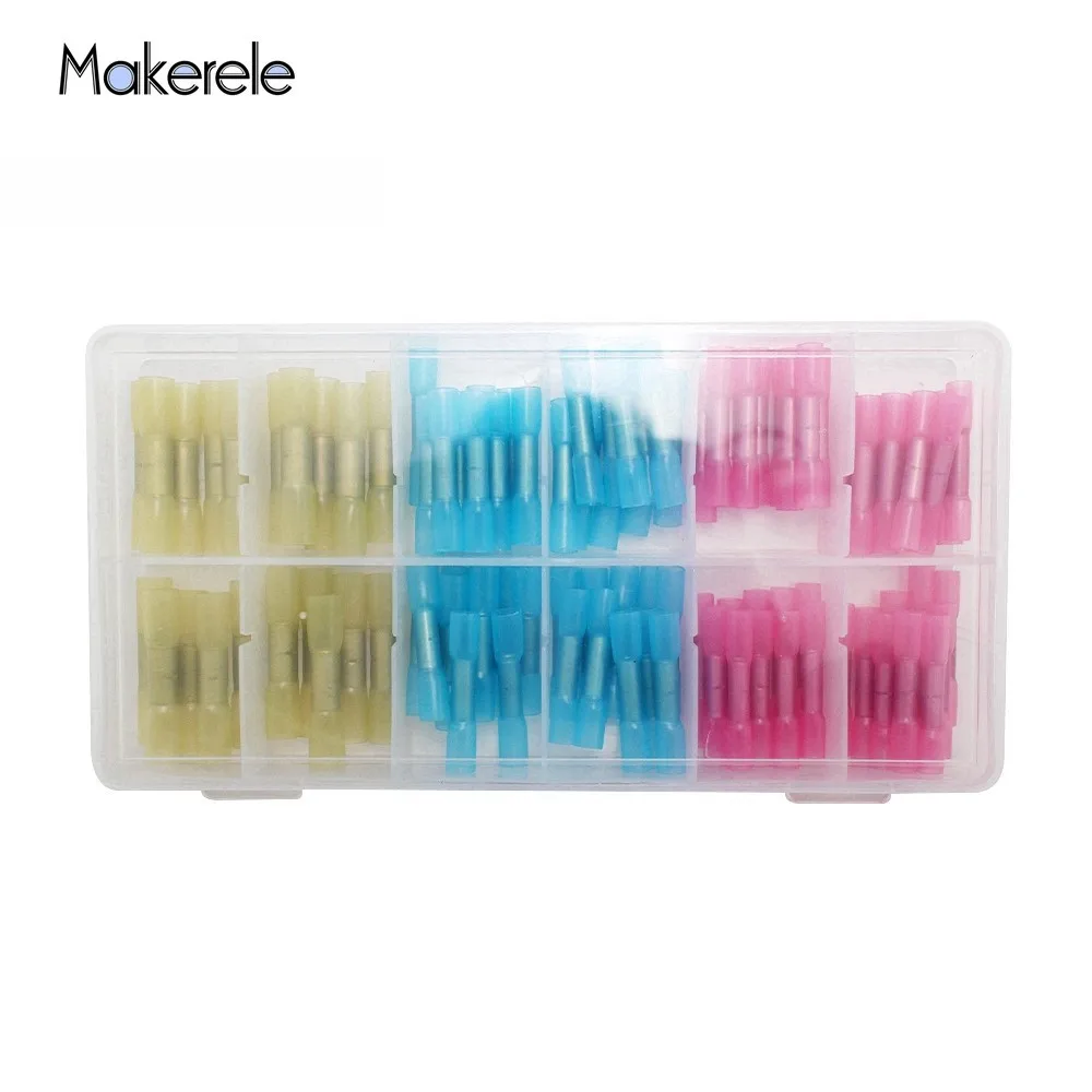 

Insulated Terminals 100pcs/Box Heat Shrink Butt Connectors Cable Wire Connector GP-H016 Assorted Insulated Electrical Makerele
