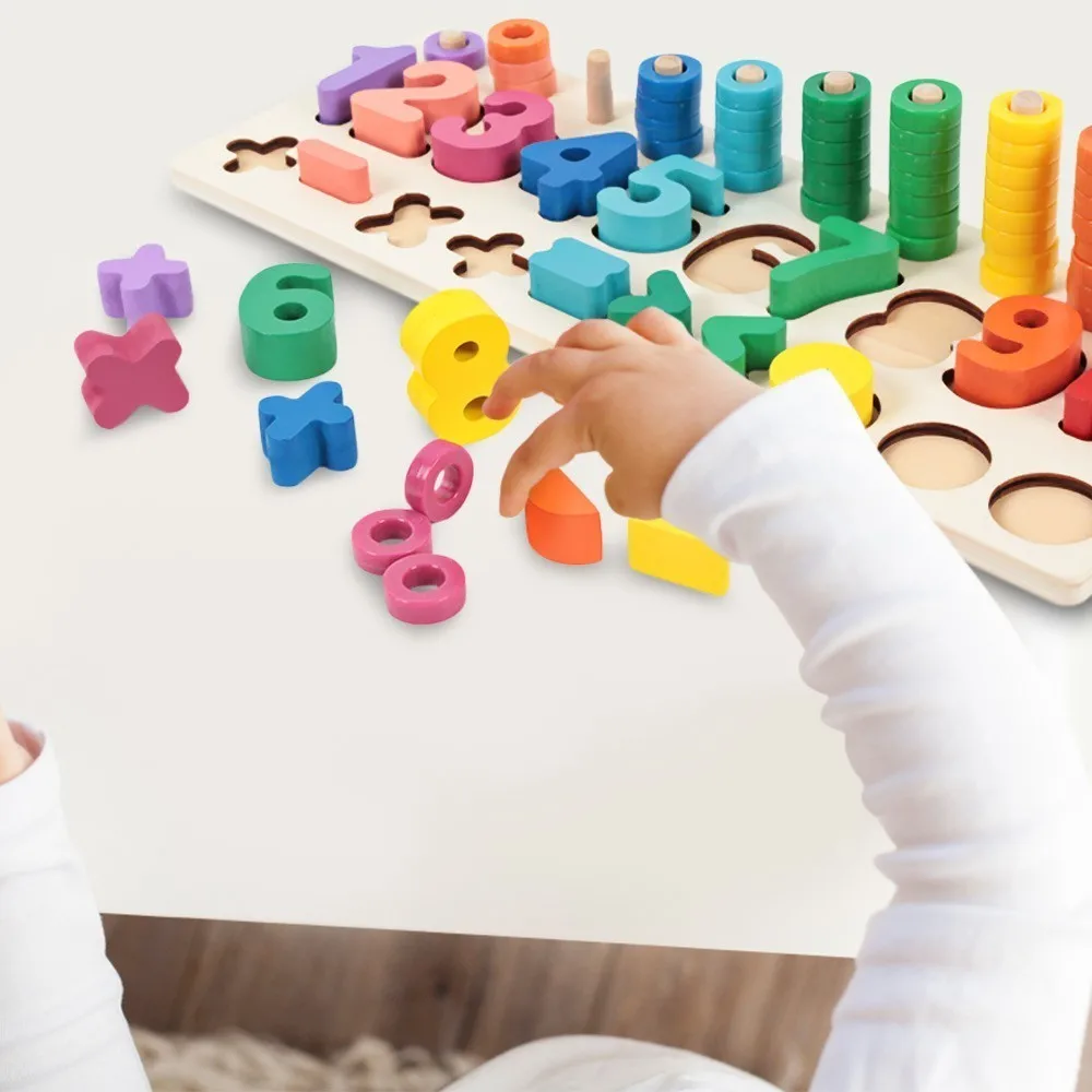 

Children Wooden Toys Montessori Materials Learn To Count Numbers Matching Digital Shape Match Early Education Teaching Math Toys