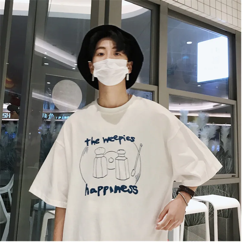 

2019 New Arrivals Spring And Summer Cotton Chinese Style Men's Sports Casual Loose Simple Cute Short-sleeved T-shirt