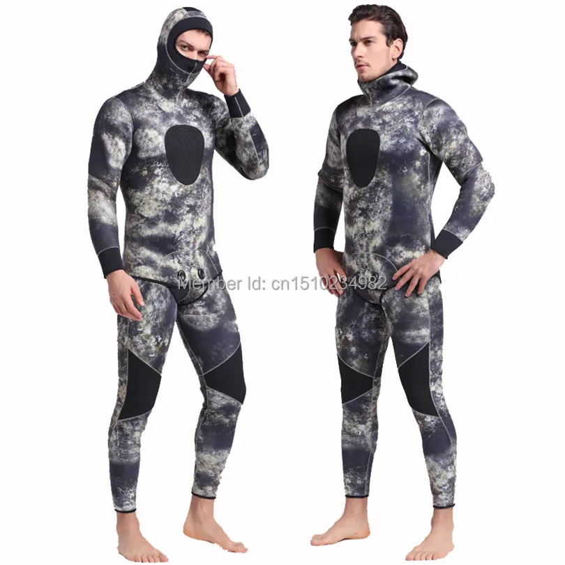 

SBART 3MM Neoprene Wet suit Camouflage Spearfishing Wetsuits for Underwater Hunting Hooded 2-pieces Thicker Scuba Diving Suit