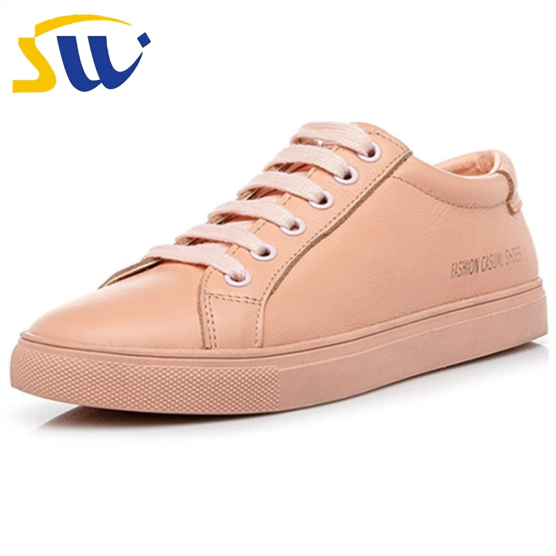 

SWONCO Shoes Women Sneakers 2019 Leather Shoes White Sneakers For Woman Casual Shoes Breathable Black Sneakers Women Size 40