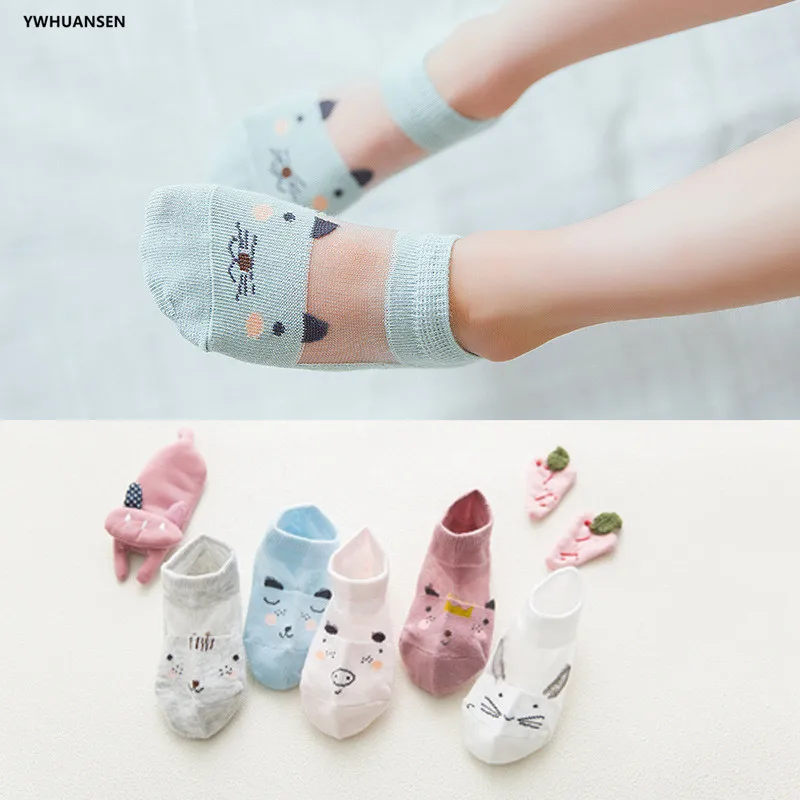 

5 Pairs/lot Spring Summer Thin Girls Sock Kids Cotton Mesh Boat Socks Lovely Animal Breathable Toddler Boys Ankle Sock