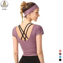 Профессиональный женский топ для йоги с коротким рукавом спортивная одежда Дышащие Спортивные футболки для бега сексуальная летняя одежда для спортзала быстросохнущая
