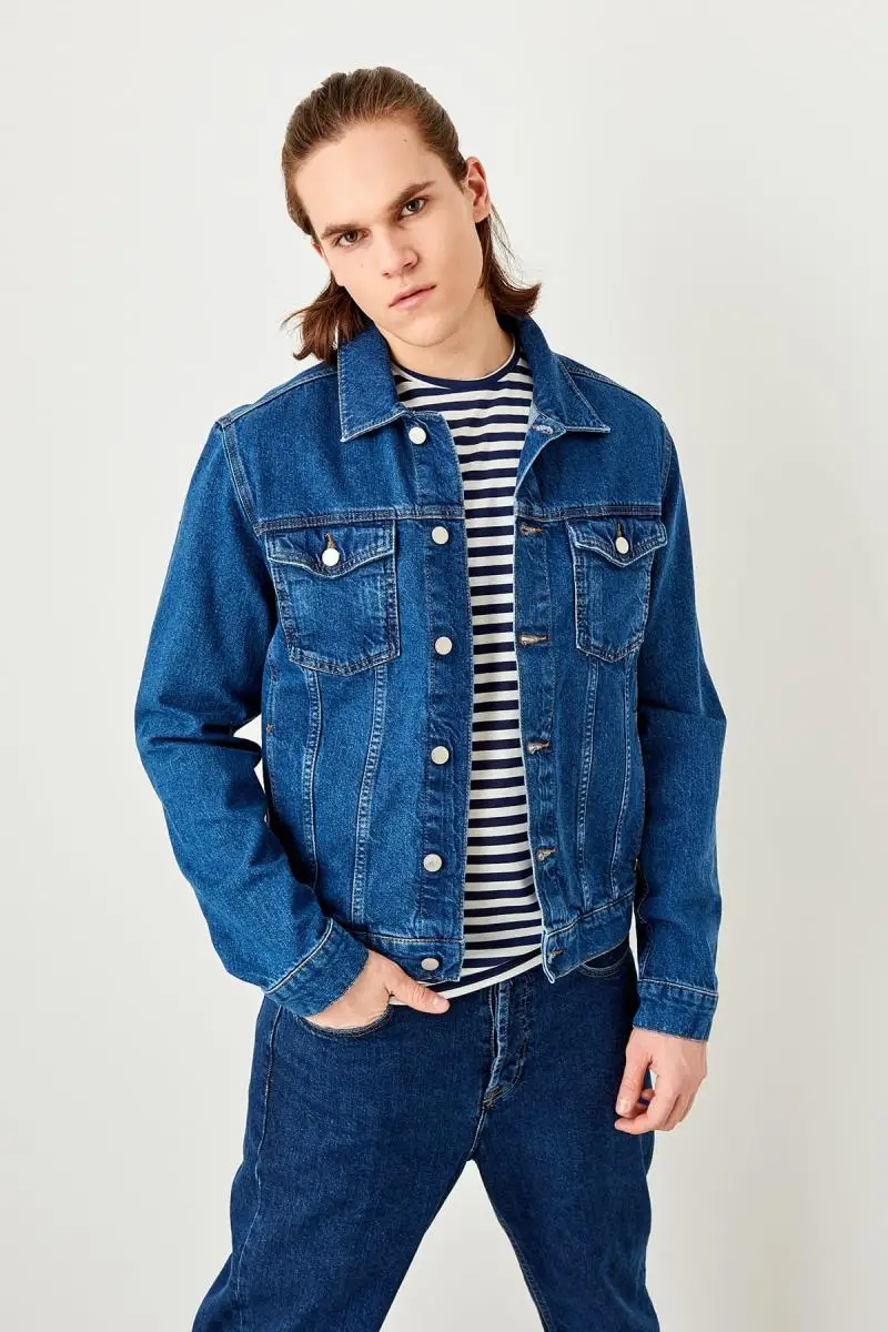 Trendyol Denim Tmnss19ry0011 Hommes Bleu De Marine Veste qr7RBqOU