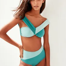 Trendyol зеленый цвет блок Высокая талия бикини Низ TBESS19CH0013