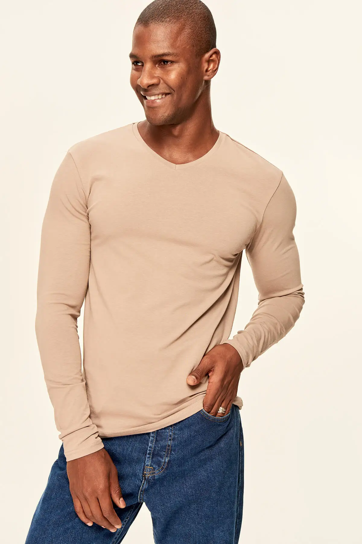 

Trendyol Brown Men's T-Shirt Presser - Flexible Fabric Slim Fit Long Sleeve V Neck TMNAW19BO0005