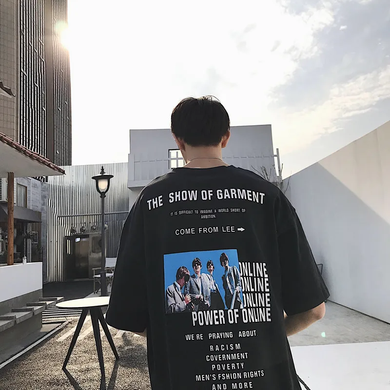 

2019 Spring And Summer New Chinese Style Casual Wild Quality Male Youth Comfortable Letter Short-sleeved T-shirt