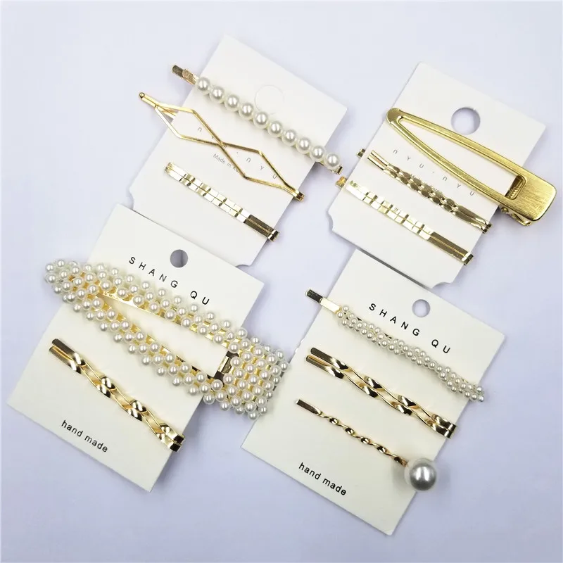 

Fashion Pearls Hair Clips for Women Sweet Imitation Korean Style Hairpins Alloy BB Headmade Girls Hair Accessories