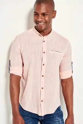 

Orange Men's Slim Fit shirt with epaulets and collar Judge TMNSS19RS0013