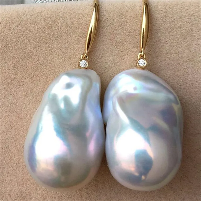 18 22 мм белые серьги с барочным жемчугом Золотой крючок Mesmerizing Gift AAA аксессуары