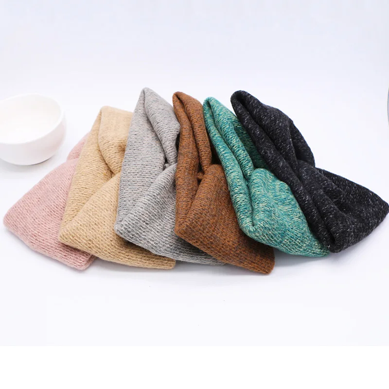 

Sale Women Cross soft Woolen Weaving Headbands girl's Cute Winter Warm Headwear lady's vintage Hairband Accessories