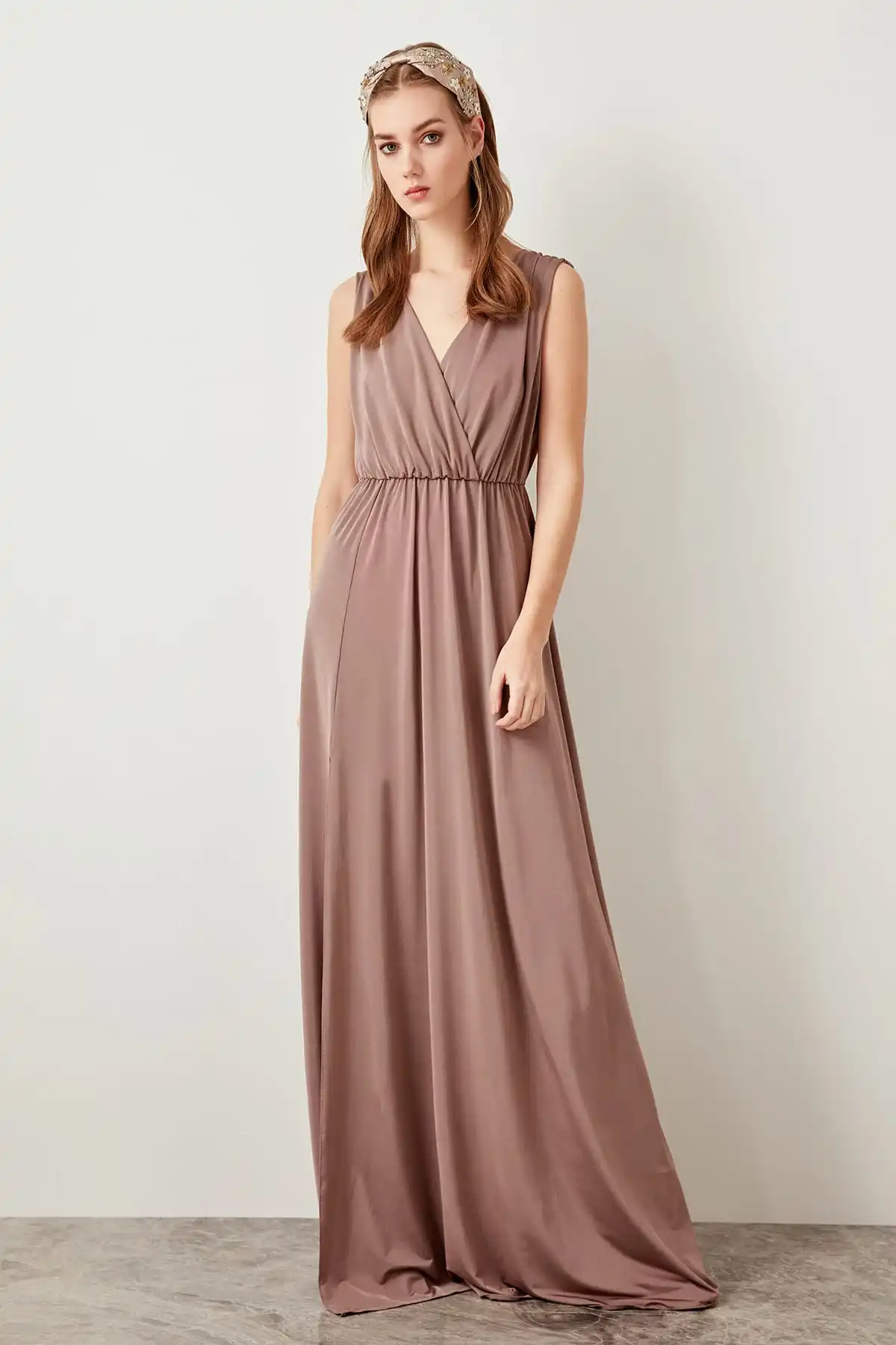 

Trendyol Breasted mink collar Evening Dress TPRSS19FZ0047