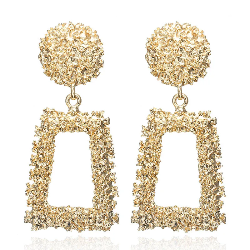 

Exaggerate classic heavy metal earrings simple geometric relief flower earrings retro fashion personality for the women earrings