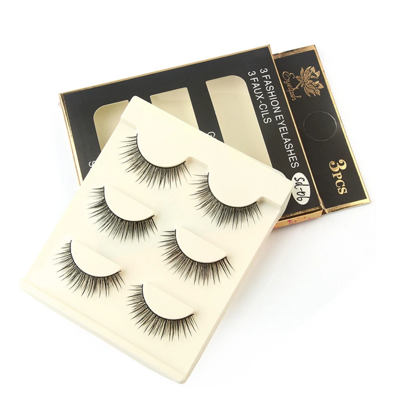 

3 Pairs Natural False Eyelashes Fake Lashes Long Makeup 3d Mink Lashes Eyelash Extension Mink Eyelashes